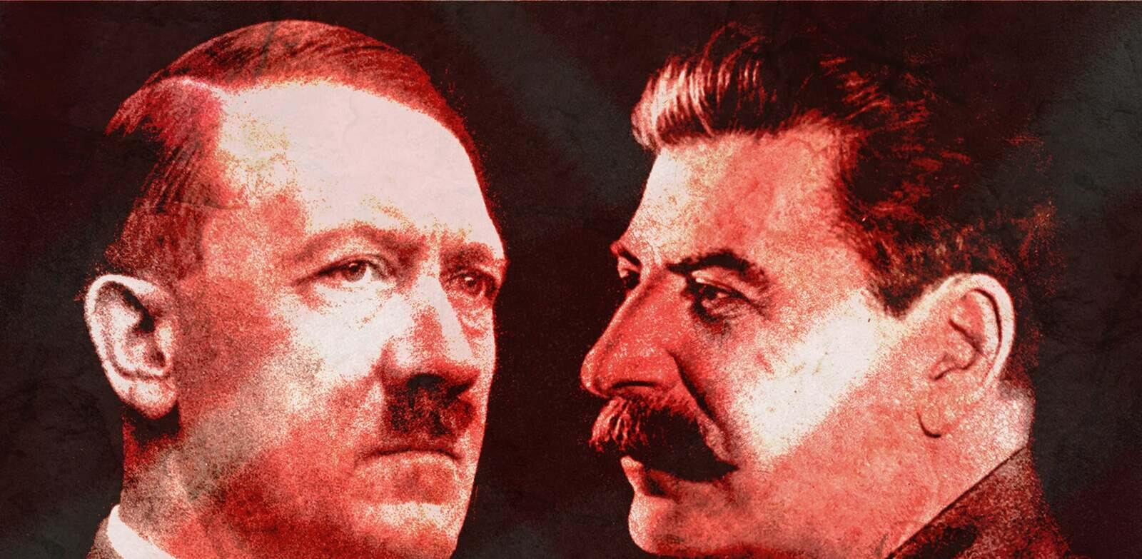 Duotone archival portraits of Adolf Hitler and Joseph Stalin facing one another, from the memoir's cover art